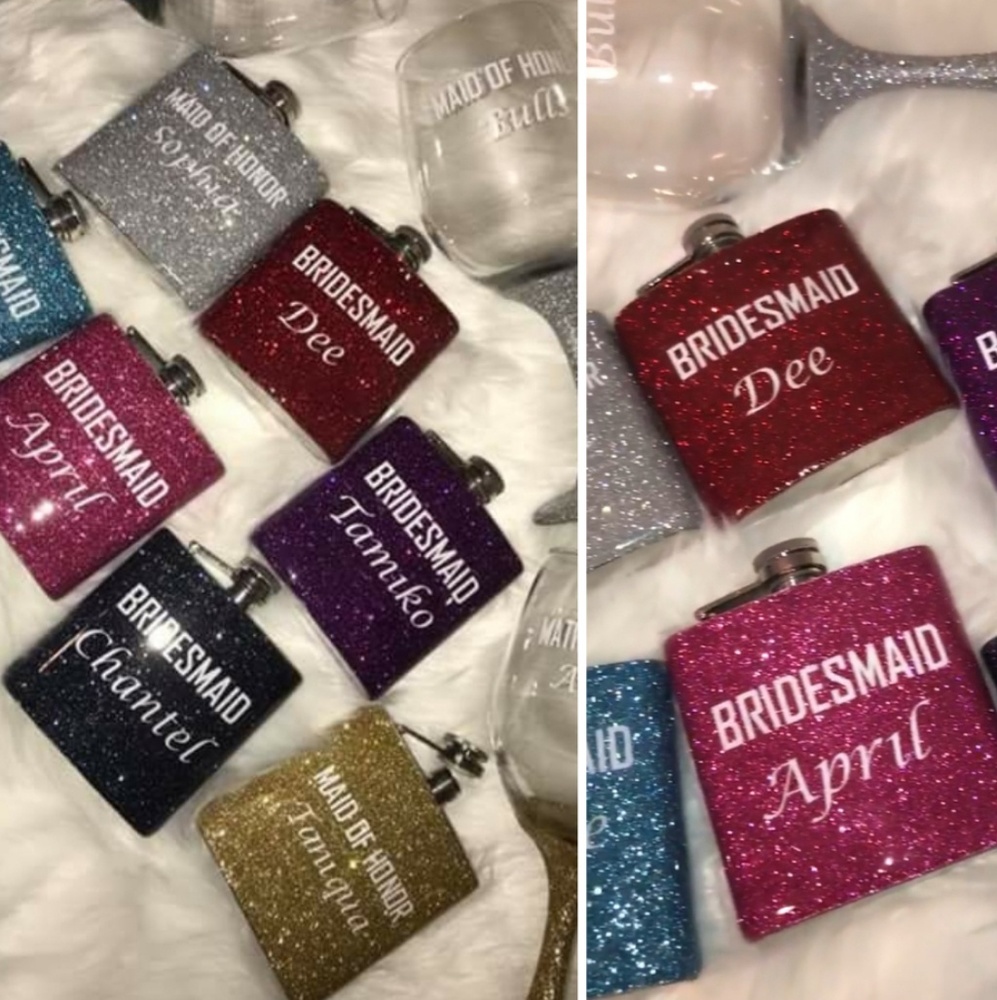 Glitter Flask w/Name Personalized
